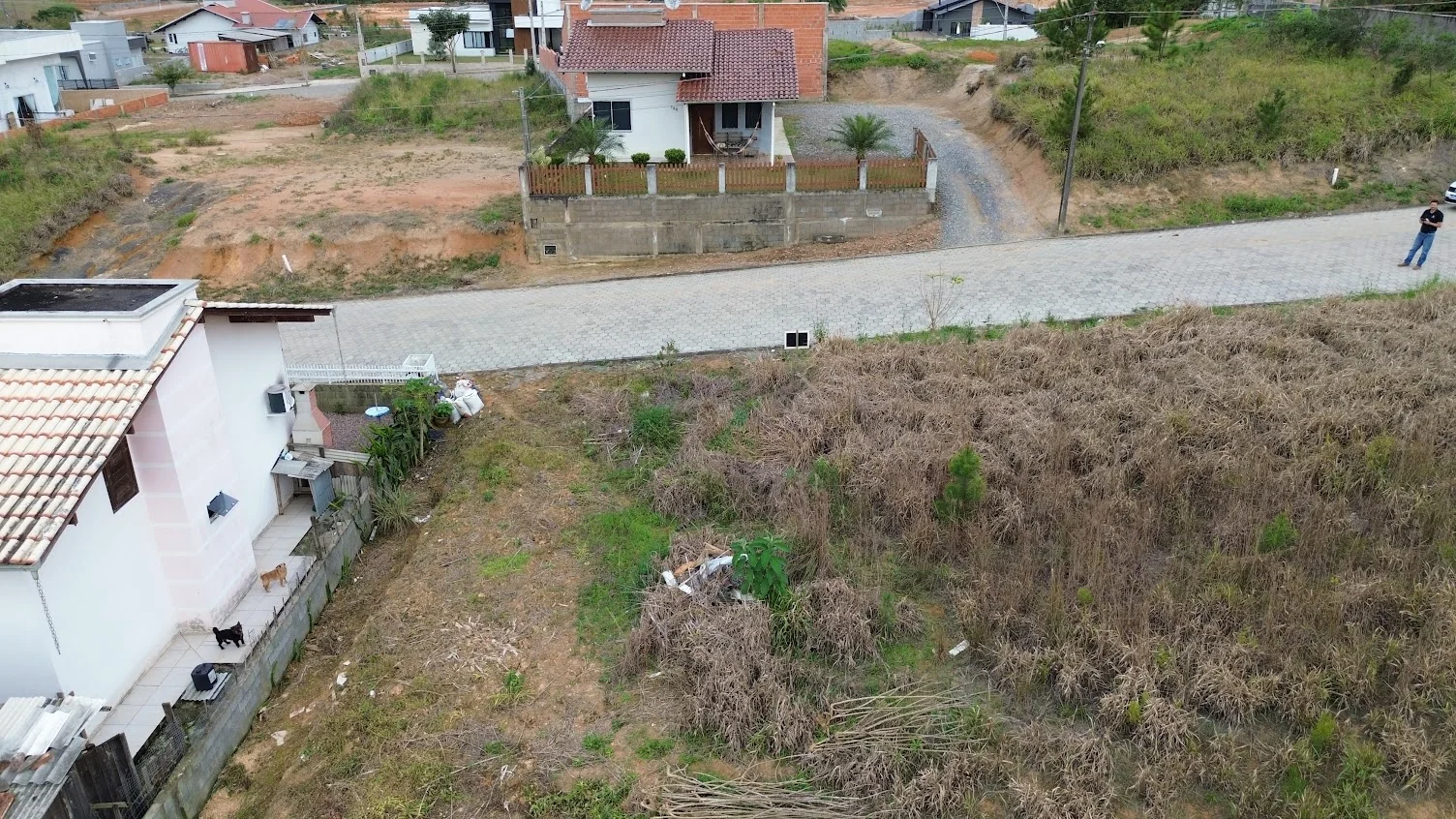 Vista aérea do terreno urbano no Loteamento J. Kock em Lontras/SC
